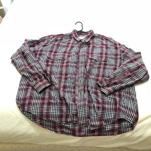 Button down long sleeve burgundy plaid YSL